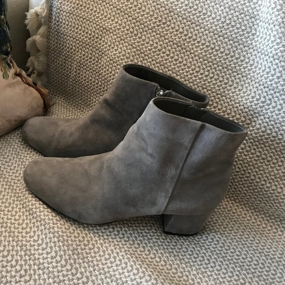 Sam Edelman Edith Grey Suede Block Heel Booties - Picture 4 of 13